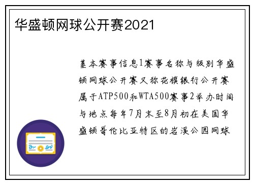 华盛顿网球公开赛2021